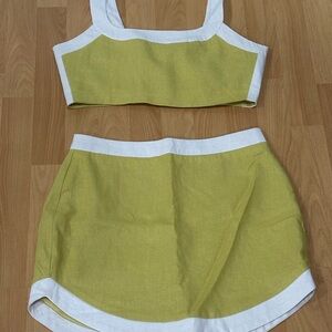 7 For All Mankind Green and White Skirt